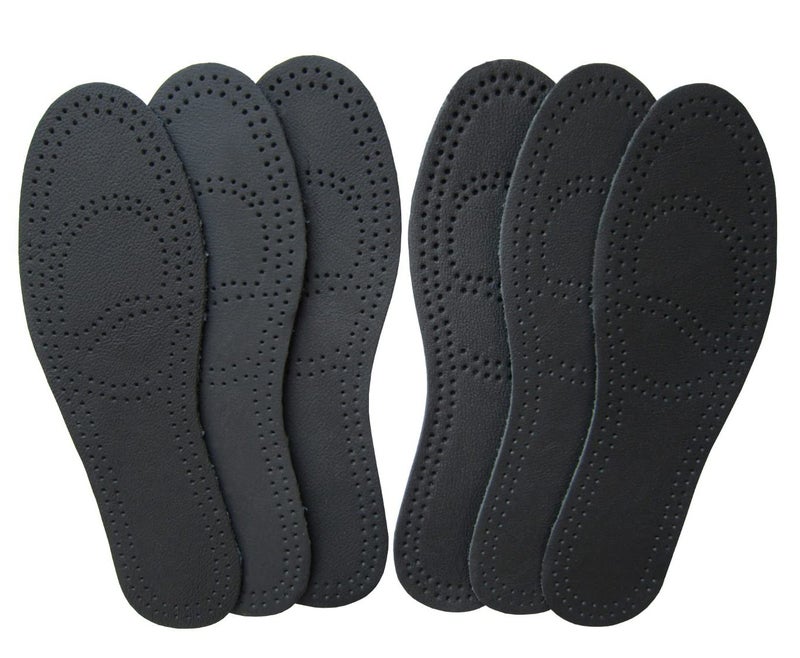 3 Pack Black Leather Insoles for Men Nonslip Shoe Pads for Boots Thin Leather Inserts for Men Dress Shoes Sole Replacement Liners for Odor Eater 3 PairsMens US 885